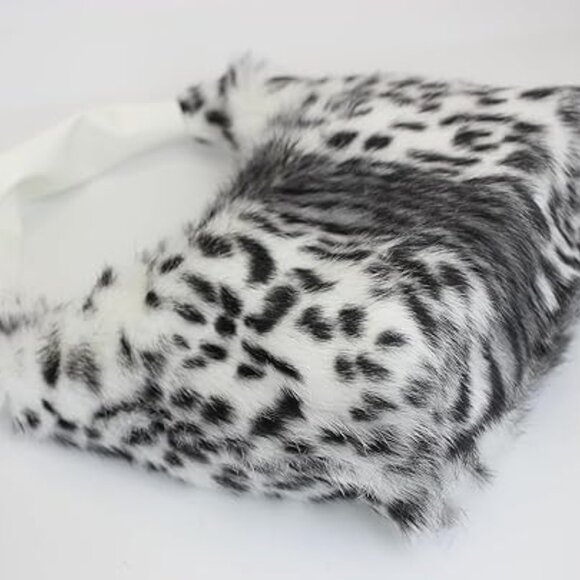 Neiman Marcus Snow Leopard Print Rabbit Fur Hobo Bag - Picture 5 of 6